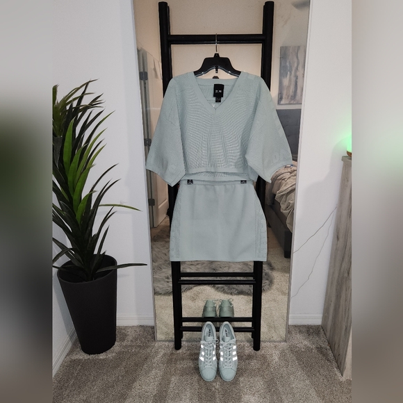 Adidas x Ivy Park Knit Crop Jersey & Knit Skirt, Green Tint, XL - Picture 1 of 5